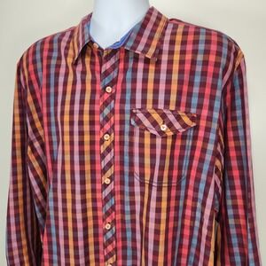 Tommy Bahama Island Crafted Modern Fit‎ Button Shirt Men's XLX Maroon Check
